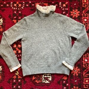 Zara Lace Collar Grey Sweater